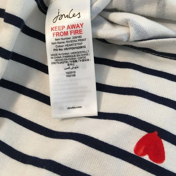 Joules Riviera Dress Sz 6 Red Hearts Blue Stripes 3/4 Sleeve - Picture 8 of 10